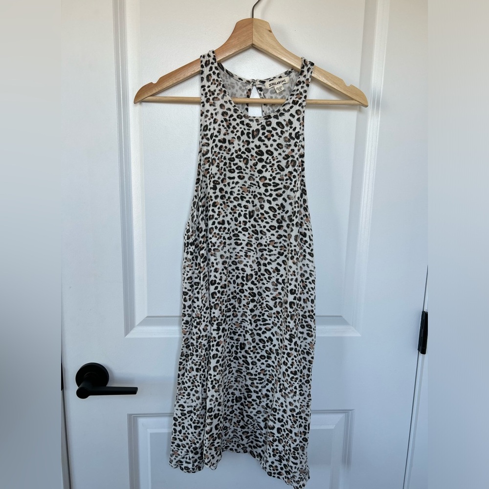 Billabong White and Black Leopard Print Tank Dress with Brown Accents